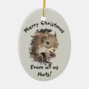Von allen wir Nuts Weihnachtseichhörnchen-Aquarell Keramik Ornament
