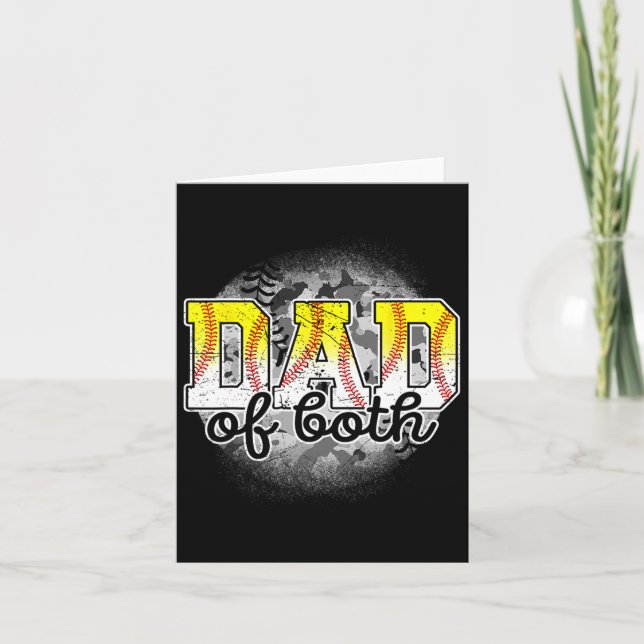 Von beiden Baseball Softball Fathers Day Baseball  Karte (Vorderseite)