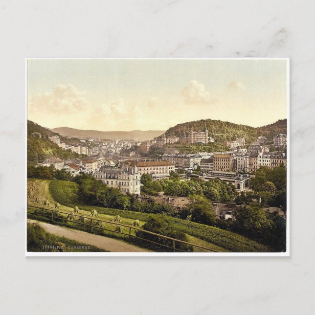 Von Bellevue Street, Carlsbad, Böhmen, Austr. Postkarte (Vorderseite)