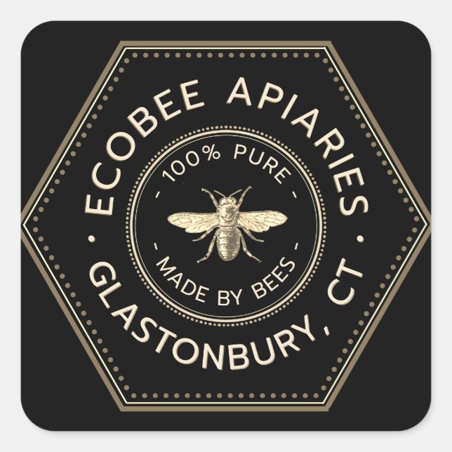 Von Bienen-Apiary-Sticker hergestellt Quadratischer Aufkleber (Vorderseite)