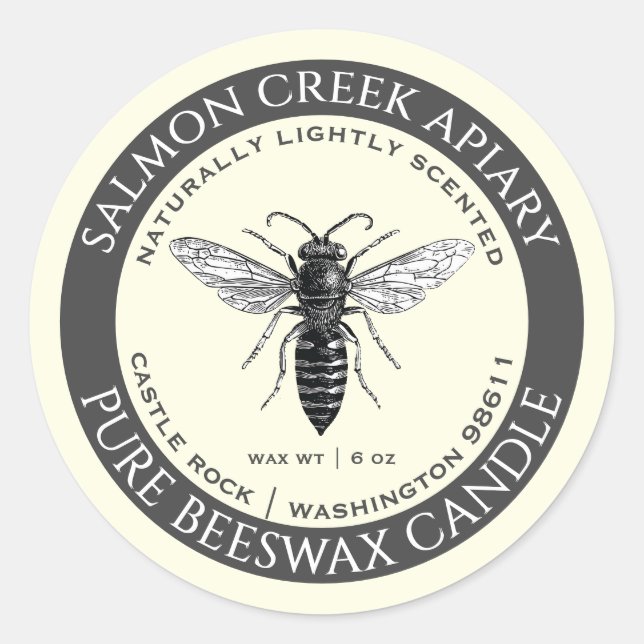 Von Bienen Bienenwachs-Bonbon-Gütesiegel Elfenbein Runder Aufkleber (Vorderseite)