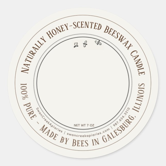 Von Bienen Staat Name Bienenwachs Candle Skep Bees Runder Aufkleber (Vorderseite)