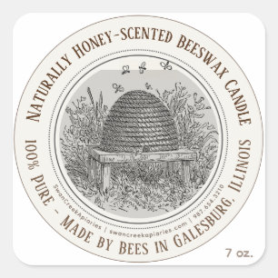 Von Bienen Staat Name Bienenwachs Candle Skep Bien Quadratischer Aufkleber