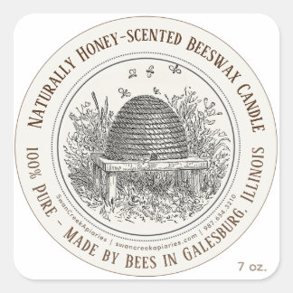 Von Bienen Staat Name Bienenwachs Candle Skep Bien Quadratischer Aufkleber