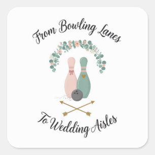 Von Bowlingbahnen zu Hochzeitsalleen Floral Quadratischer Aufkleber