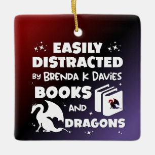Von Brenda K Davies Bücher und Drachen abgelenkt Keramikornament