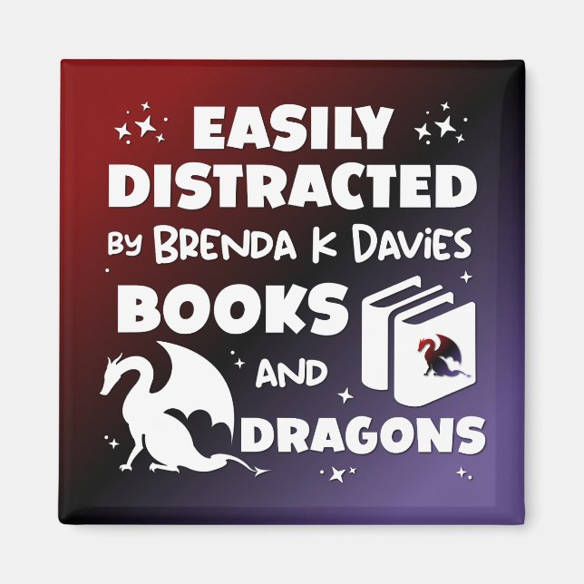 Von Brenda K Davies Bücher und Drachen abgelenkt Magnet (Vorne)