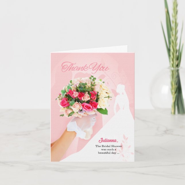 von Bride Pink Bridal Gown Dankeskarte (Vorderseite)