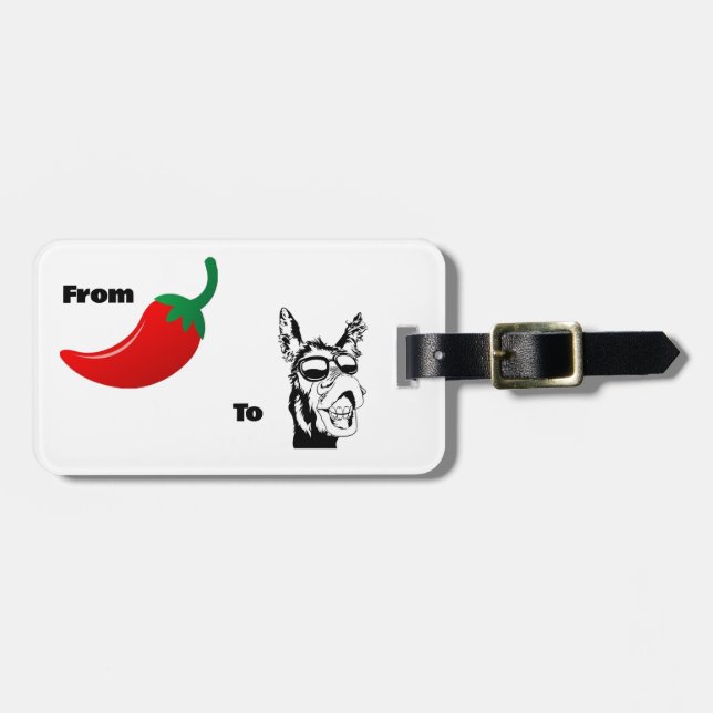 Von Chilis zu Aisle Donkey Joke Tag Gepäckanhänger (Vorderseite horizontal)