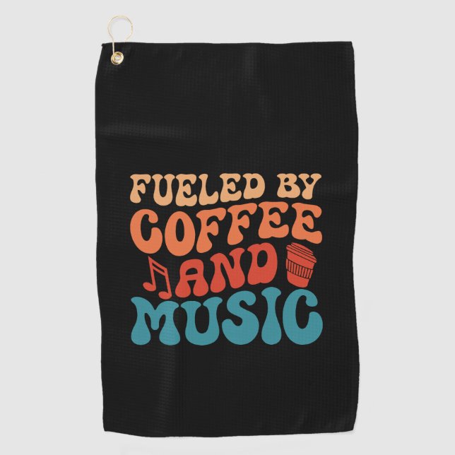Von Coffee and Music Retro Typografy Design angere Golfhandtuch (Vorderseite)