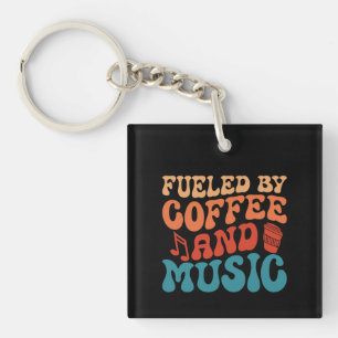 Von Coffee & Music Retro gespeist Vintage Typograf Schlüsselanhänger