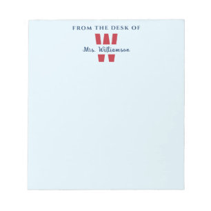 Von dem Schreibtisch des Lehrers Monogramm Benutze Notizblock