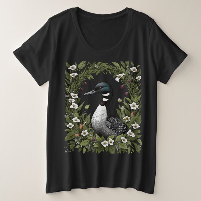 Von den Blume der Frau umrahmte Seezunge 2 Große Größe T-Shirt (Design vorne)