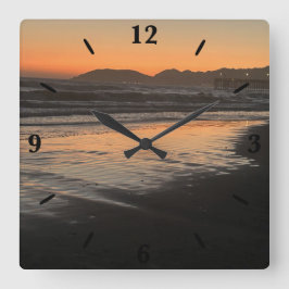 Von der Abenddämmerung bis zum Twilight am Beach F Quadratische Wanduhr