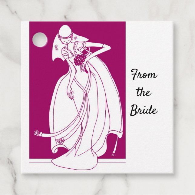 Von der Bride fuschia rosa und weiß Geschenkanhänger (Vorderseite)
