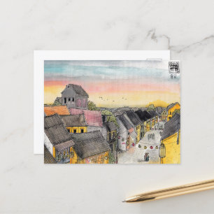 Von der Dachterrasse genießen Sie bei Sonnenunterg Postkarte