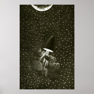 Von der Erde zum Mond von Jules Vern Kunst Poster