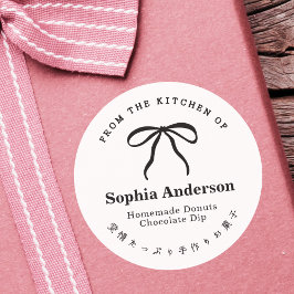 Von der Küche Coquette Bow Ribbon Minimalistisch Runder Aufkleber