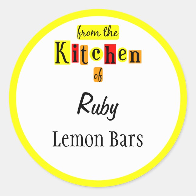 Von der Küche der Retro-Gelben Aufkleber (Vorderseite)