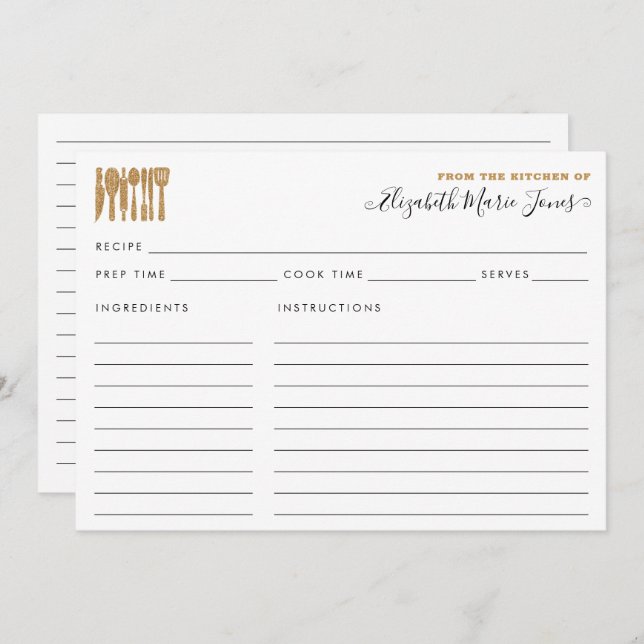 Von der Küche des Goldes Utensils Skriptrezeptur (Vorne/Hinten)