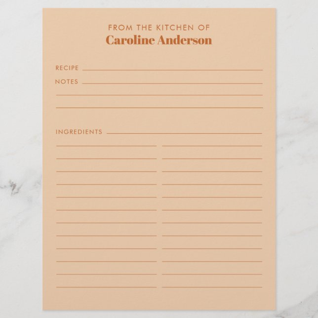 Von der Küche moderne Tan Brown Rezept Custom Flyer (Vorne)