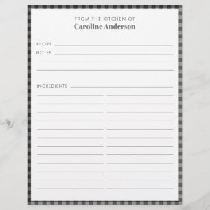 Von der Küche Schwarz-Grau Karierte Rezept Custom Flyer