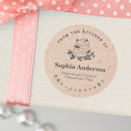 Von der Küche Weihnachts Cake Kraft rustikal Runder Aufkleber