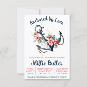Von der Liebe verankert! Floral Boat Anchor Brautp Einladung