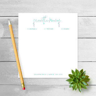 "Von der Mama" Note to School, Aquamarin Notepad Notizblock