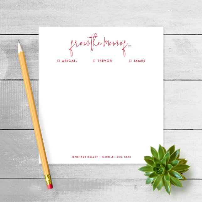 "Von der Mama" Note to School, Red Notepad Notizblock (Von Creator hochgeladen)