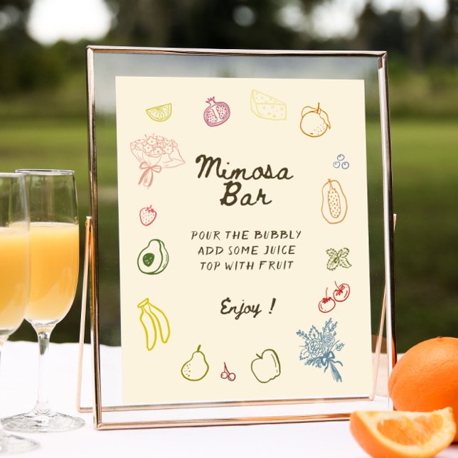 Von der Marktreife gezogenes Brautparty Mimosa Bar Poster (Von Creator hochgeladen)