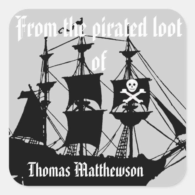 Von der Piraten.... Quadratischer Aufkleber (Vorderseite)
