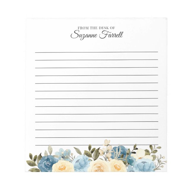 Von der Schreibtisch mit Namen Watercolor Blue Flo Notizblock (Vorderseite)