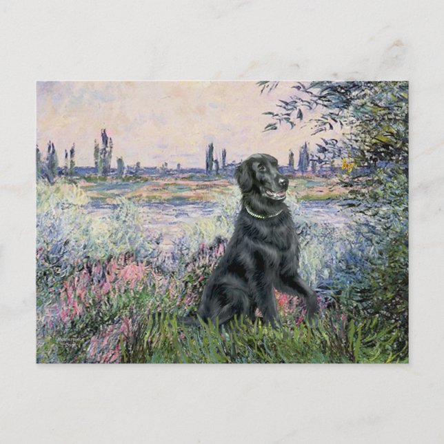 Von der Seine - flach überzogener Retriever Postkarte (Vorderseite)