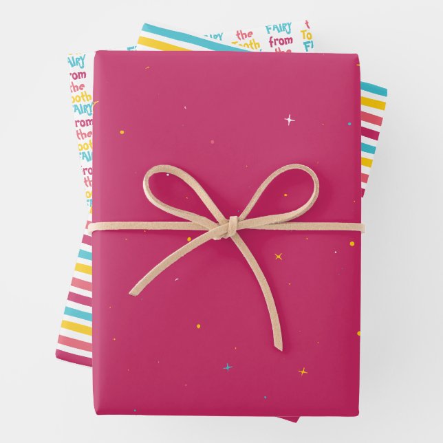 Von der Zahnseidenmatte, den rosa Sternen und den  Geschenkpapier Set (Beispiel)