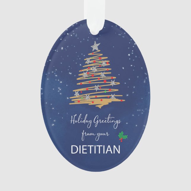 Von Dietitian Weihnachtsbaum auf Navy anpassbar Ornament (Vorderseite)