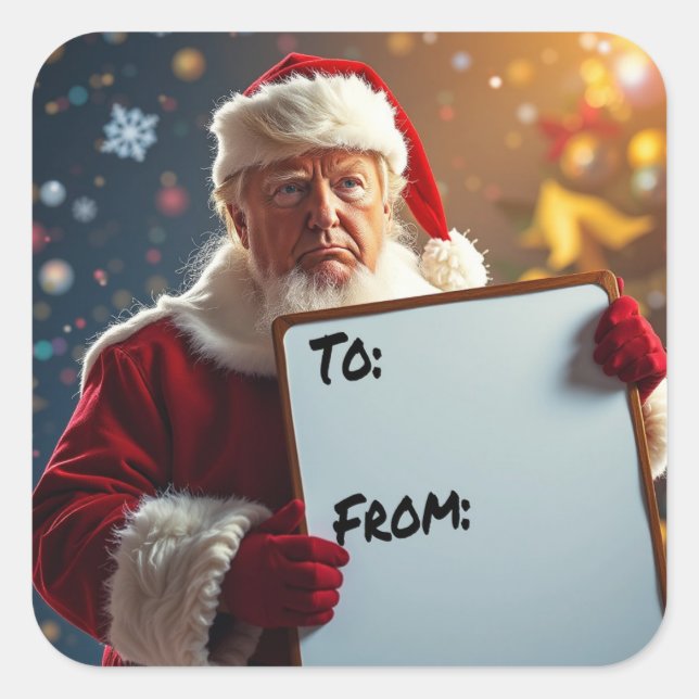 Von Donald Trump zum Weihnachtsmann Quadratischer Aufkleber (Vorderseite)