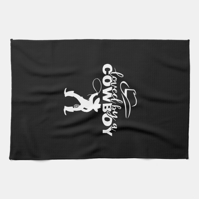 von einem Cowboy geliebt Geschirrtuch (Horizontal)