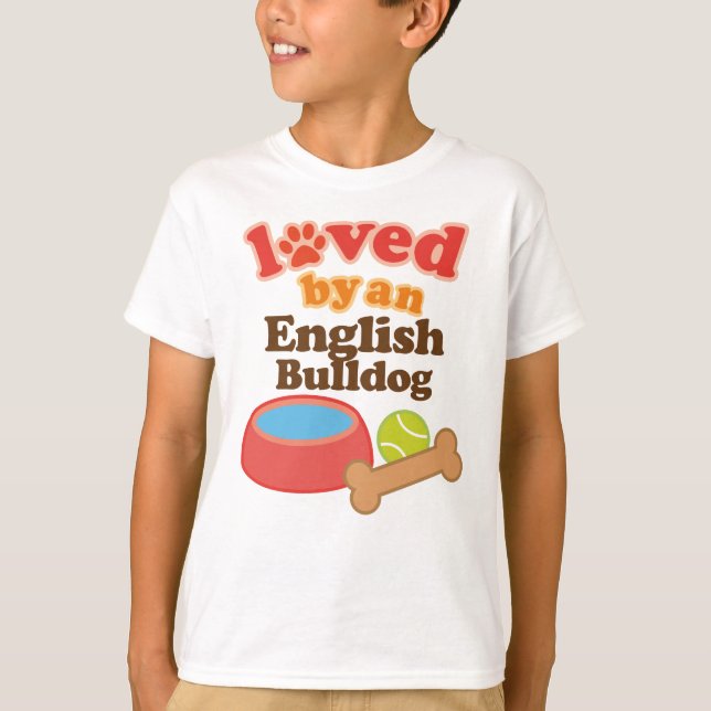 Von einem englischen Bulldog geliebt (Hunderasse) T-Shirt (Vorderseite)