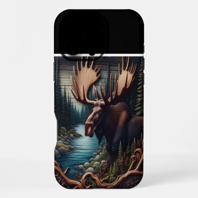 Von einem Stream getragener Elch iPhone Hülle (Rückseite)