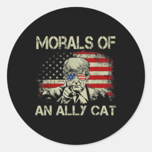 Von einer alleinerziehenden Katze Funny Trump 2024 Runder Aufkleber