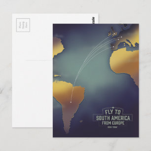 Von Europa aus fliegen nach Südamerika Postkarte