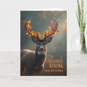Von Familienthanksagung Hirsch mit Geweihblättern Feiertagskarte