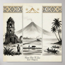 Von Feuer zum Meer-Bicol Philippinen Sumi-e