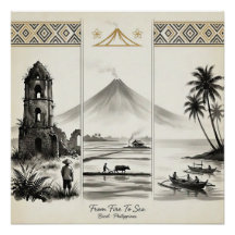 Von Feuer zum Meer-Bicol Philippinen Sumi-e
