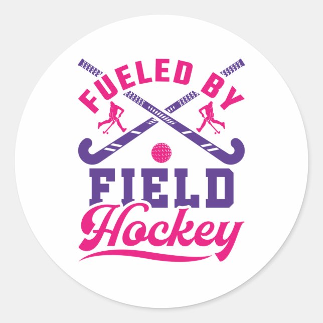 Von Field Hockey Niedlich Player Team gespeist Runder Aufkleber (Vorderseite)