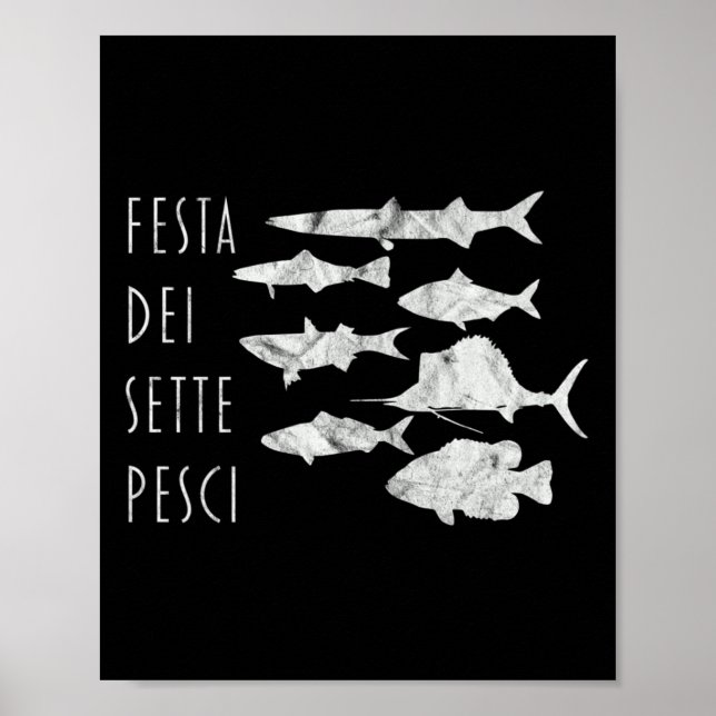 Von Fischen Italien T-Weihnachten Abend 7 Fische T Poster (Vorne)
