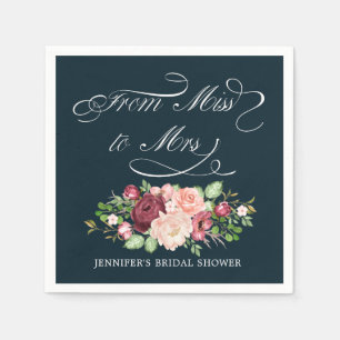 von Fräulein zu Frau florale Kalligrafie-Monogramm Serviette