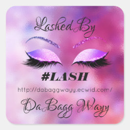 Von Glitzer Lashes Rose Schönheit rosa Makeup Quadratischer Aufkleber