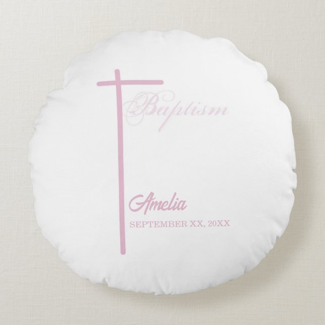 Von Godmutter auf die Taufe des Mädchens Personali Rundes Kissen (Vorderseite)